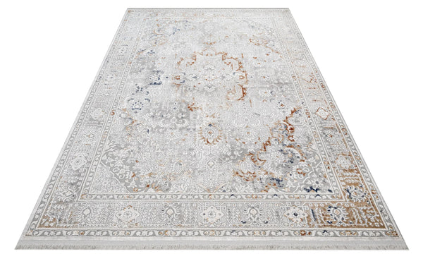 Bej Krem Baklava Desenli Dokulu Triko Halı - Pati Dostu - Toz Vermez