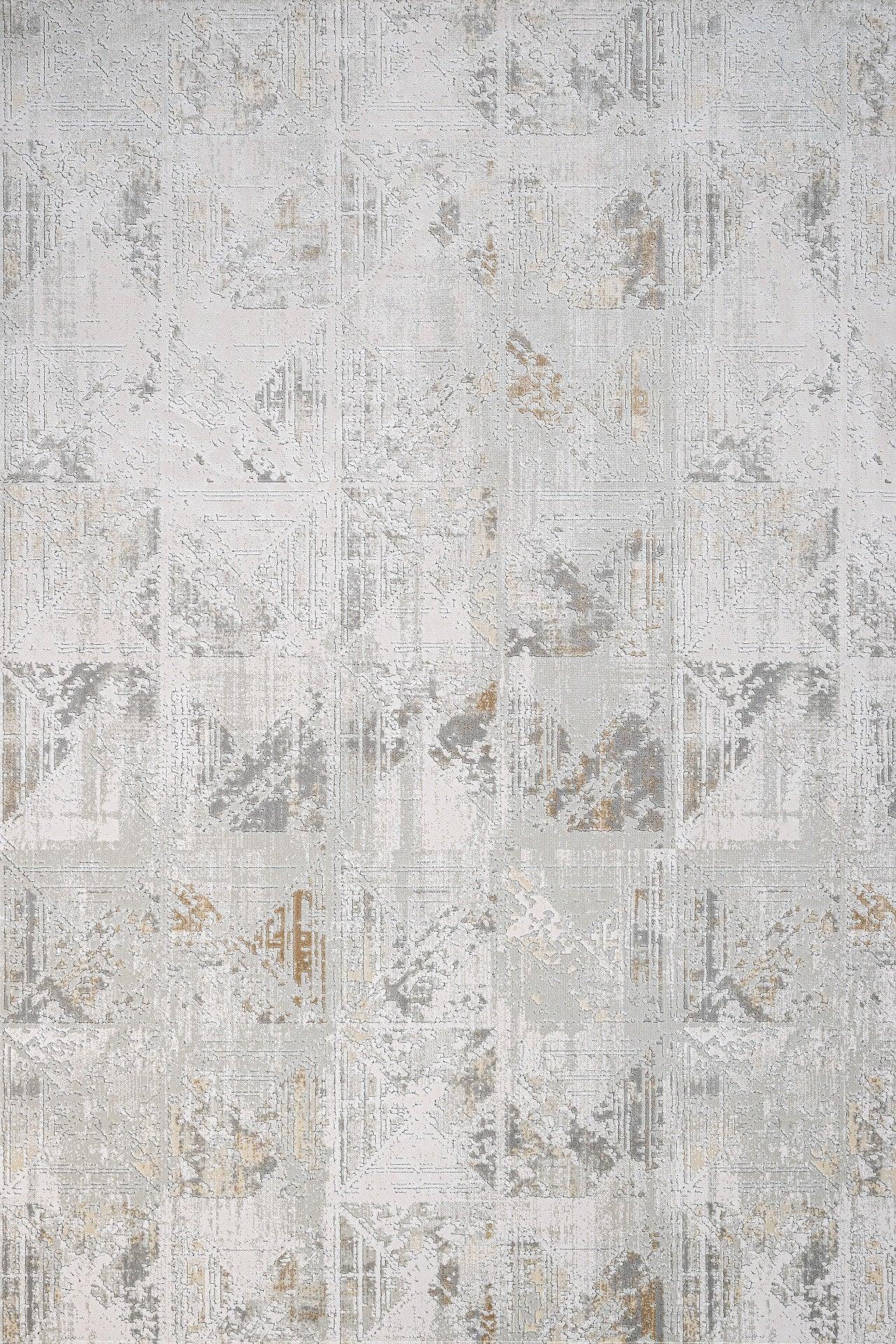 Beyaz Gri Geometrik Minimalist Halı - Yıkanabilir - Kaymaz Taban - Pati Dostu