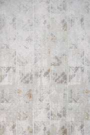 Beyaz Gri Geometrik Minimalist Halı - Yıkanabilir - Kaymaz Taban - Pati Dostu