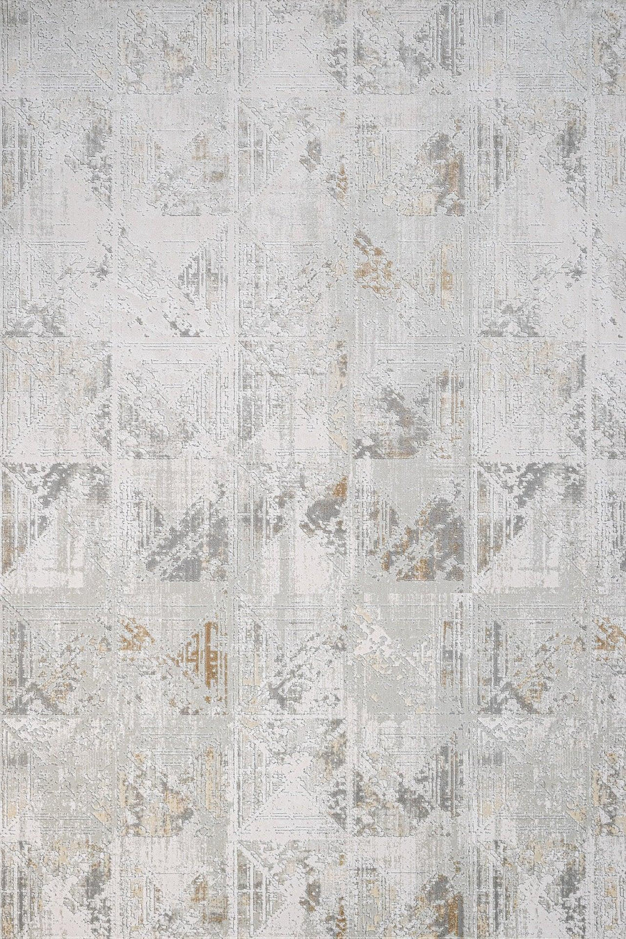 Beyaz Gri Geometrik Minimalist Halı - Yıkanabilir - Kaymaz Taban - Pati Dostu
