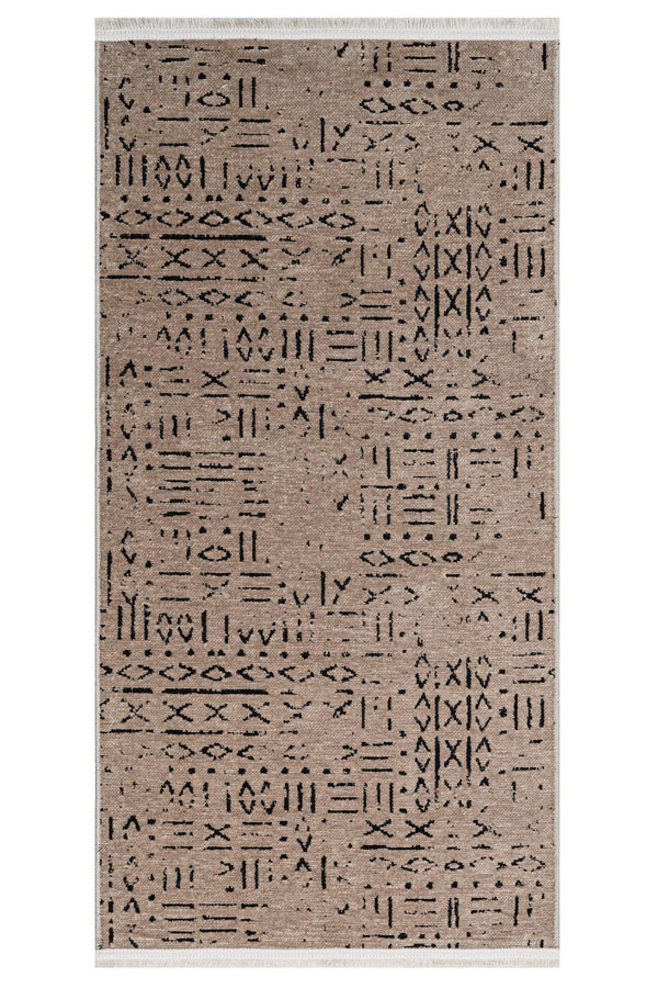 Etnik Desenli Etnik Motifli Triko Halı - Pati Dostu - Toz Vermez