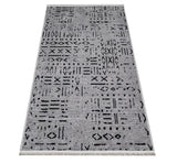 Light Gray Black Modern Geometric Living Room Rug Symbolic - Polyester