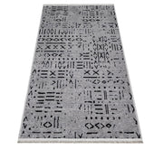 Gri Dokulu Geometrik Triko Halı - Pati Dostu - Toz Vermez