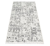 White Black Ethnic Living Room Rug - Polyester