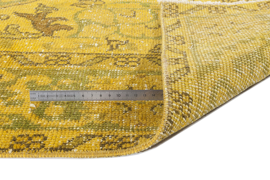 Tirena Sarı ve Yeşil Madalyon Desenli El Dokuma Halı 163x276 cm – detay görünümü
