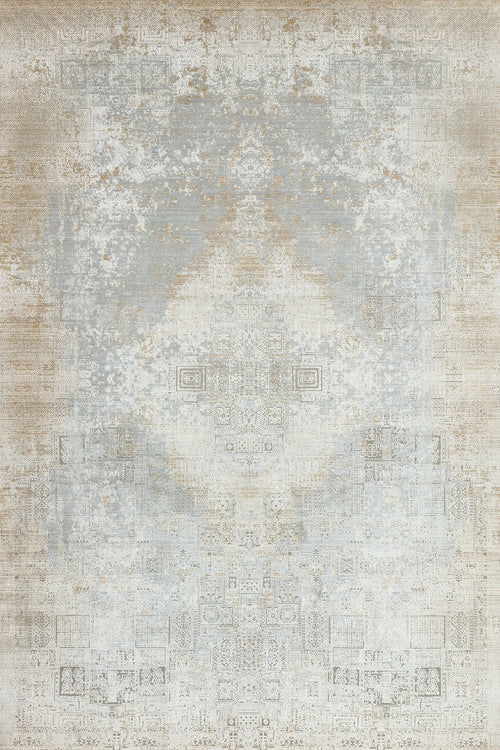 Gri Soyut Modern Etnik Desenli Halı  | Makinada Yıkanabilir | Hav Toz Vermez | Leke Tutmayan | Kaymaz Taban | Dijital Makine Baskı | Salon Yolluk Mutfak Halısı