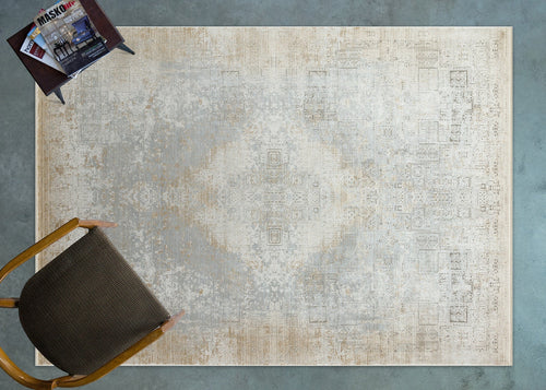 Gri Soyut Modern Etnik Desenli Halı  | Makinada Yıkanabilir | Hav Toz Vermez | Leke Tutmayan | Kaymaz Taban | Dijital Makine Baskı | Salon Yolluk Mutfak Halısı