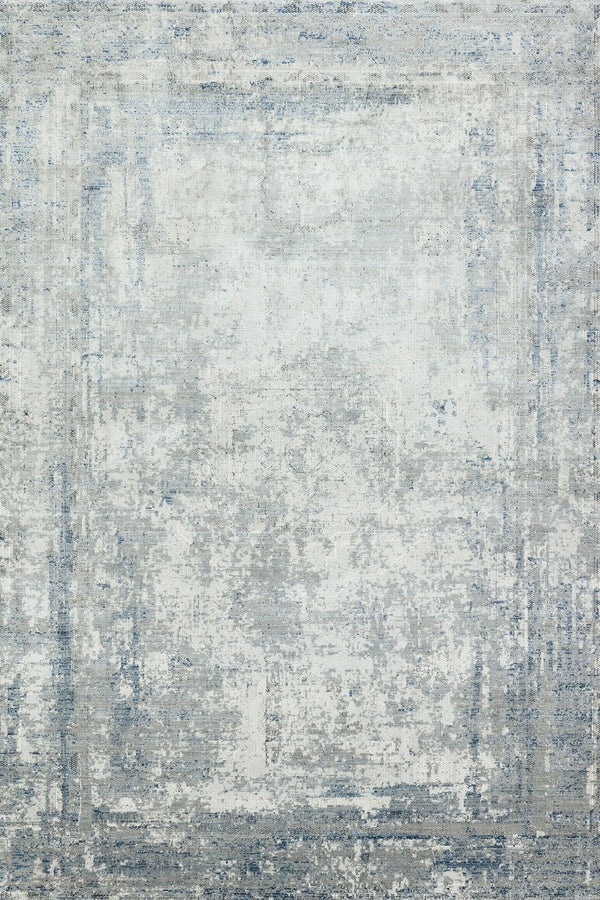 Gri Mavi Düz Modern Halı - Yıkanabilir - Kaymaz Taban - Pati Dostu