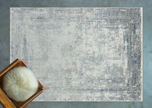 Mavi Soyut Modern Etnik Desenli Halı  | Makinada Yıkanabilir | Hav Toz Vermez | Leke Tutmayan | Kaymaz Taban | Dijital Makine Baskı | Salon Yolluk Mutfak Halısı