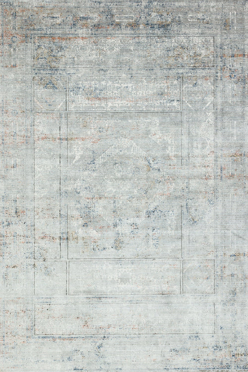 Gri Göbekli Modern Etnik Desenli Halı  | Makinada Yıkanabilir | Hav Toz Vermez | Leke Tutmayan | Kaymaz Taban | Dijital Makine Baskı | Salon Yolluk Mutfak Halısı