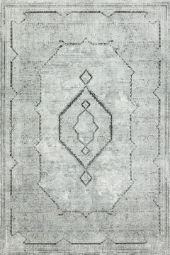 Gri Göbekli Modern Etnik Desenli Halı  | Makinada Yıkanabilir | Hav Toz Vermez | Leke Tutmayan | Kaymaz Taban | Dijital Makine Baskı | Salon Yolluk Mutfak Halısı