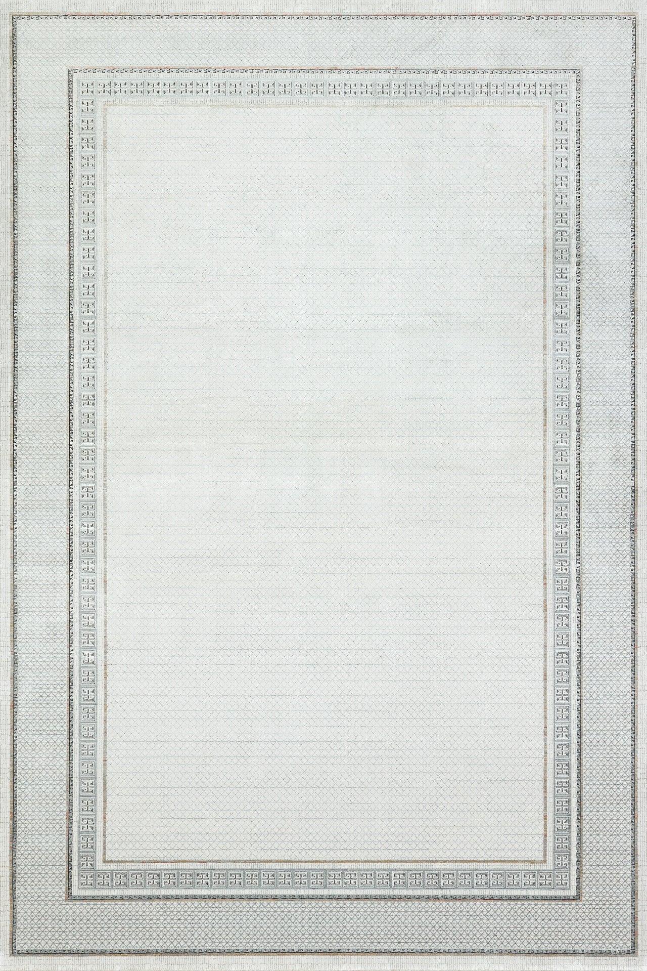 Beyaz Gri Modern Sade Halı - Yıkanabilir - Kaymaz Taban - Pati Dostu