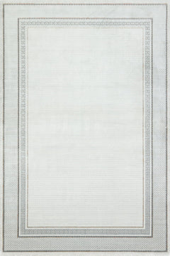 Krem Çerçeveli Modern Etnik Desenli Halı  | Makinada Yıkanabilir | Hav Toz Vermez | Leke Tutmayan | Kaymaz Taban | Dijital Makine Baskı | Salon Yolluk Mutfak Halısı