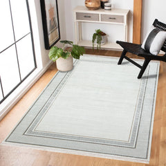 Krem Çerçeveli Modern Etnik Desenli Halı  | Makinada Yıkanabilir | Hav Toz Vermez | Leke Tutmayan | Kaymaz Taban | Dijital Makine Baskı | Salon Yolluk Mutfak Halısı