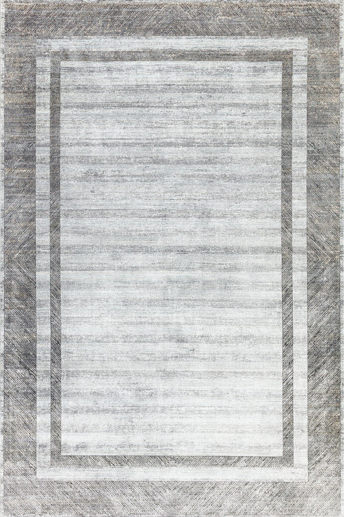 Gri Çerçeveli Modern Etnik Desenli Halı  | Makinada Yıkanabilir | Hav Toz Vermez | Leke Tutmayan | Kaymaz Taban | Dijital Makine Baskı | Salon Yolluk Mutfak Halısı