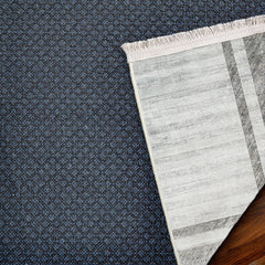 Gri Çerçeveli Modern Etnik Desenli Halı  | Makinada Yıkanabilir | Hav Toz Vermez | Leke Tutmayan | Kaymaz Taban | Dijital Makine Baskı | Salon Yolluk Mutfak Halısı