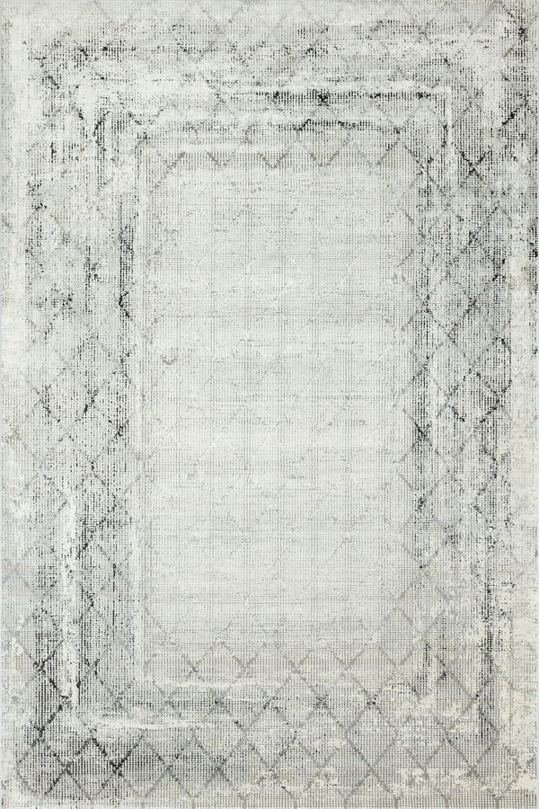 Gri Krem Eskitme Modern Halı - Yıkanabilir - Kaymaz Taban - Pati Dostu