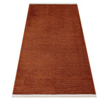 Tile Red Brown Modern Striped Runner - Polyester