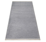 Gray Light Gray Modern Striped Living Room Rug 8255S - Polyester
