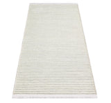 Cream Grey Modern Striped Runner - Polyester