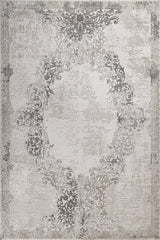 Outlet Digital bedruckter Teppich Grau - Weiß Modernes Medaillonmuster 240x300 cm
