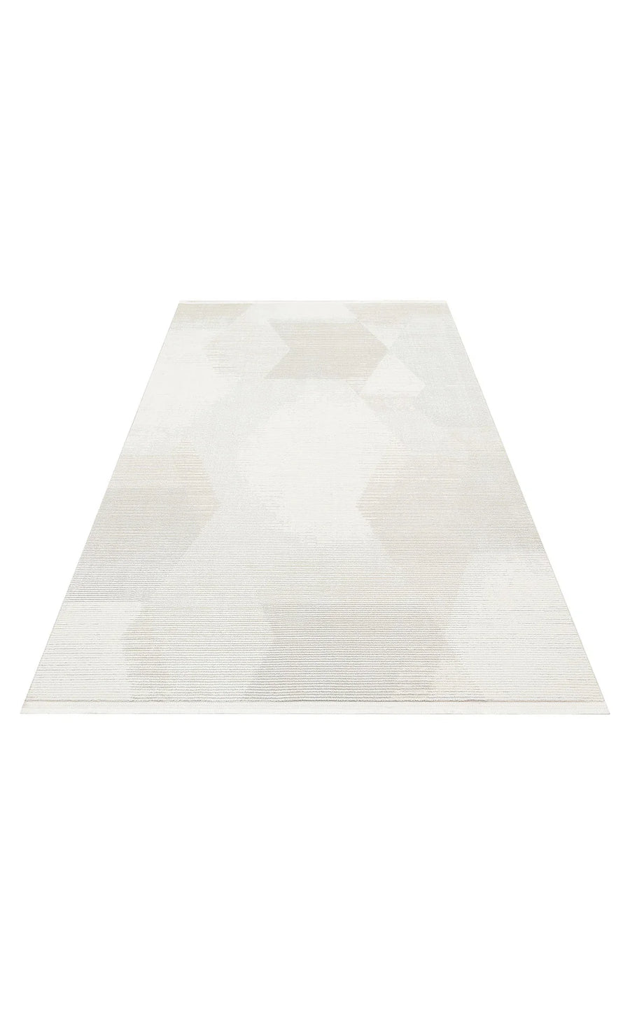 Bej Beyaz Geometrik Modern Triko Halı - Pati Dostu - Toz Vermez