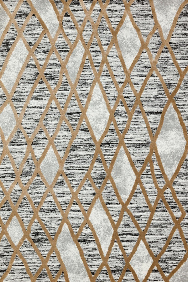 Gri Vizon Baklava Geometrik Halı - Yıkanabilir - Kaymaz Taban - Pati Dostu