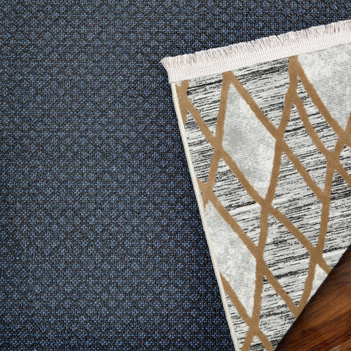 Gri Geometrik Modern Etnik Desenli Halı  | Makinada Yıkanabilir | Hav Toz Vermez | Leke Tutmayan | Kaymaz Taban | Dijital Makine Baskı | Salon Yolluk Mutfak Halısı