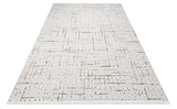 White and Brown Geometric Pattern Acrylic Rug