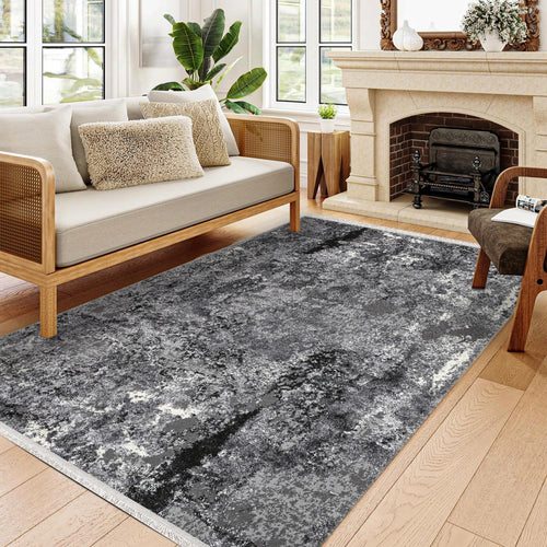 Halınet Adelina Gri Modern Pamuk Makine Halısı