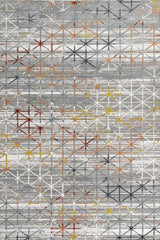Grey White Modern Geometric Living Room Rug Yıldız - Cotton