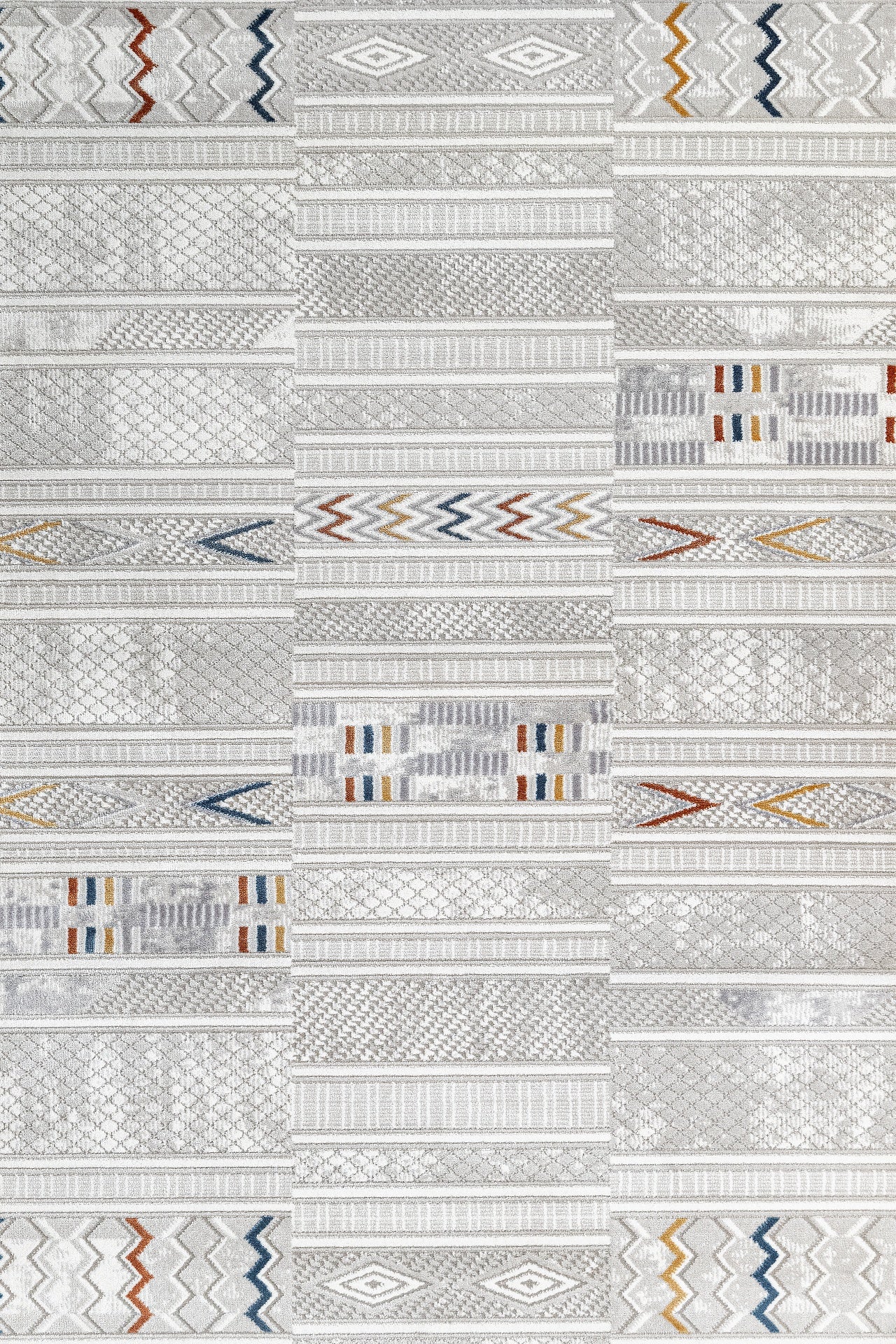 Bej Gri Bohem Etnik Halı - Yıkanabilir - Kaymaz Taban - Pati Dostu