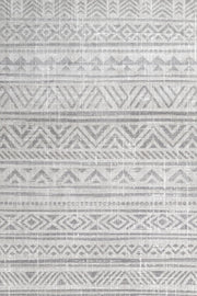 Beyaz Gri Geometrik Minimalist Halı - Yıkanabilir - Kaymaz Taban - Pati Dostu