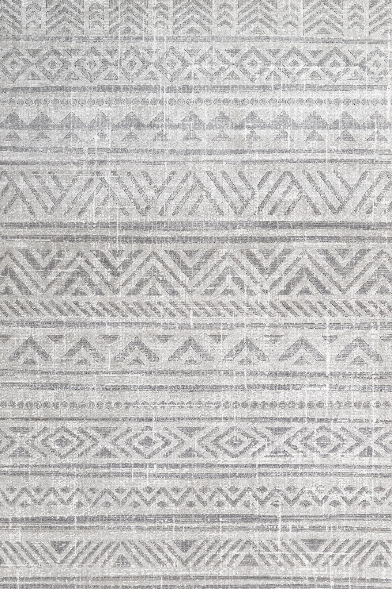 Beyaz Gri Geometrik Minimalist Halı - Yıkanabilir - Kaymaz Taban - Pati Dostu