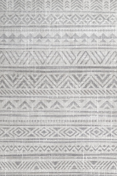 Beyaz Gri Geometrik Minimalist Halı | Yıkanabilir | Kaymaz Taban | Pati Dostu