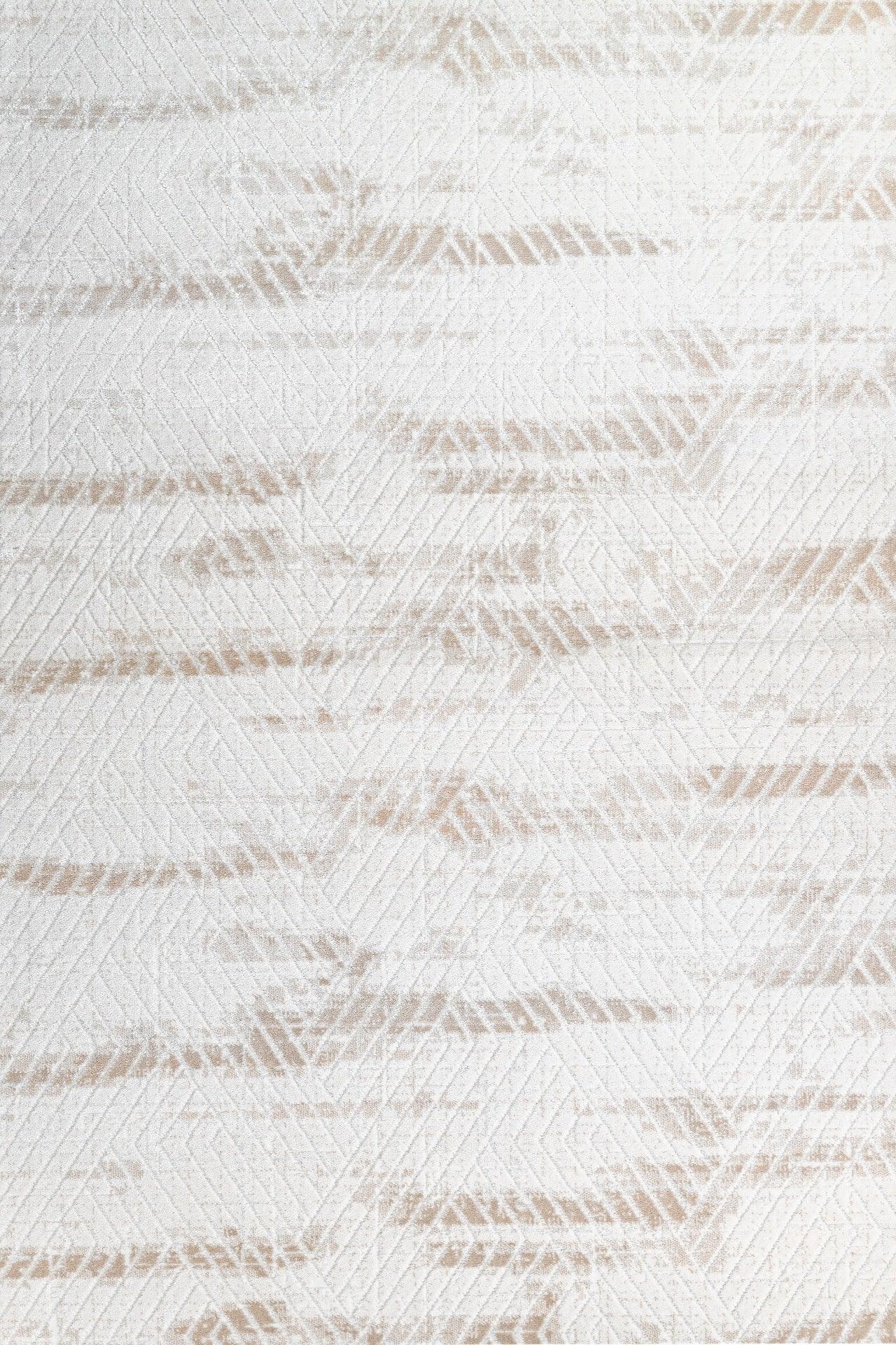 Beyaz Ekru Minimalist Modern Halı - Yıkanabilir - Kaymaz Taban - Pati Dostu
