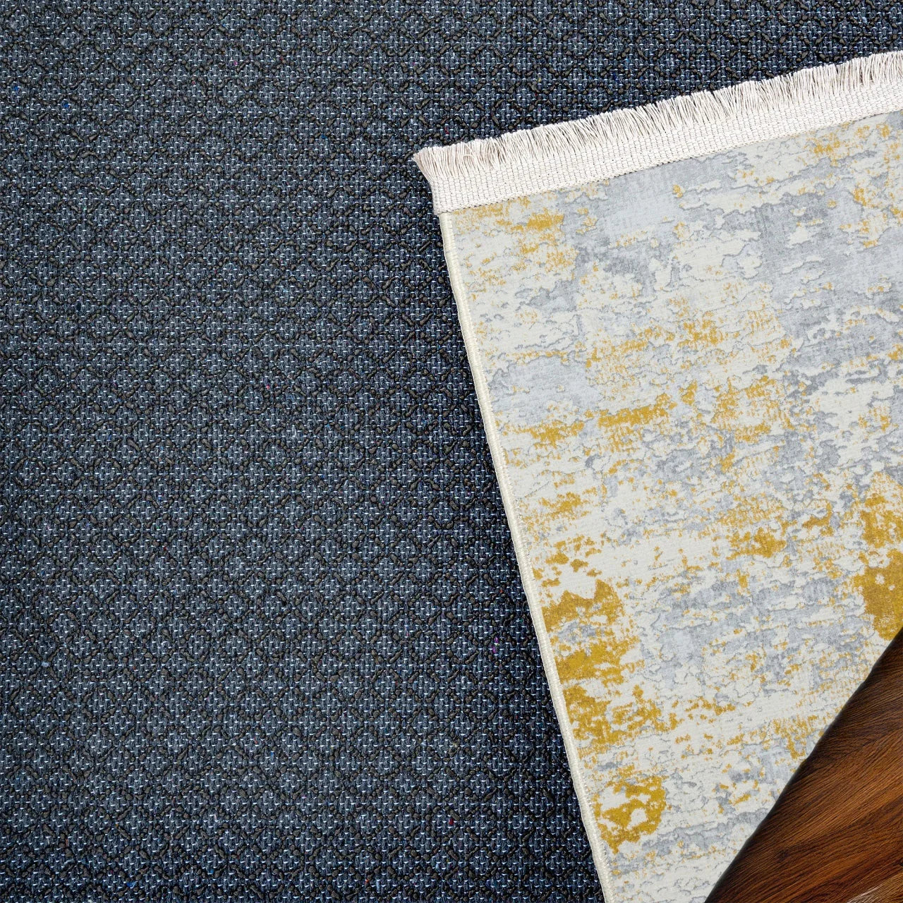 Gold Gri Eskitme Modern Halı - Yıkanabilir - Kaymaz Taban - Pati Dostu