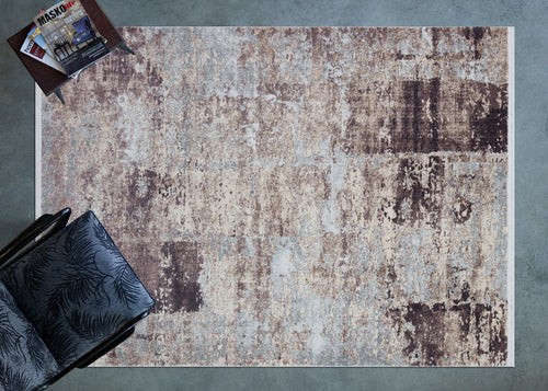 Kahverengi Modern Modern Etnik Desenli Halı  | Makinada Yıkanabilir | Hav Toz Vermez | Leke Tutmayan | Kaymaz Taban | Dijital Makine Baskı | Salon Yolluk Mutfak Halısı