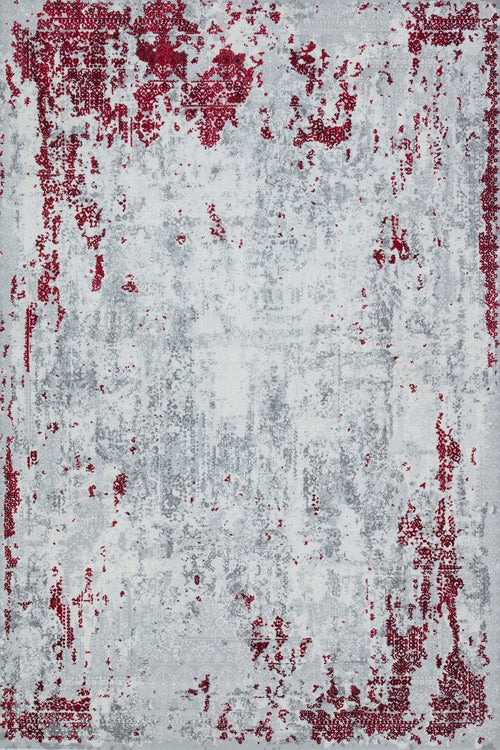 Kırmızı Soyut Modern Etnik Desenli Halı  | Makinada Yıkanabilir | Hav Toz Vermez | Leke Tutmayan | Kaymaz Taban | Dijital Makine Baskı | Salon Yolluk Mutfak Halısı