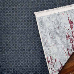 Kırmızı Soyut Modern Etnik Desenli Halı  | Makinada Yıkanabilir | Hav Toz Vermez | Leke Tutmayan | Kaymaz Taban | Dijital Makine Baskı | Salon Yolluk Mutfak Halısı