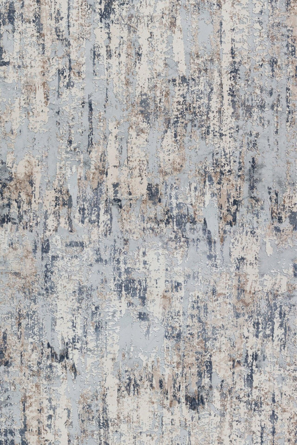 Gri Mavi Eskitme Modern Halı - Yıkanabilir - Kaymaz Taban - Pati Dostu