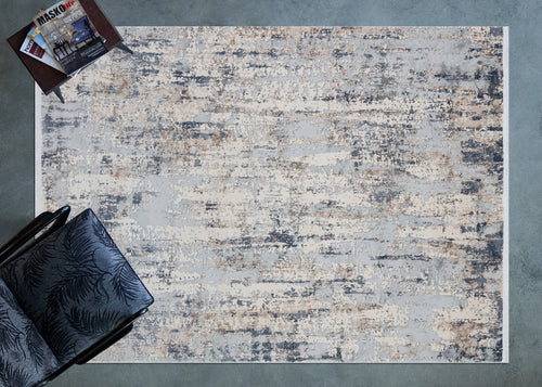 Mavi Soyut Modern Etnik Desenli Halı  | Makinada Yıkanabilir | Hav Toz Vermez | Leke Tutmayan | Kaymaz Taban | Dijital Makine Baskı | Salon Yolluk Mutfak Halısı