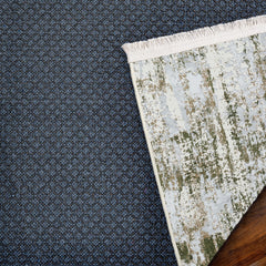 Yeşil Modern Modern Etnik Desenli Halı  | Makinada Yıkanabilir | Hav Toz Vermez | Leke Tutmayan | Kaymaz Taban | Dijital Makine Baskı | Salon Yolluk Mutfak Halısı