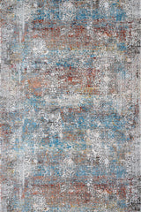 Gray Blue Distressed Living Room Rug - Cotton