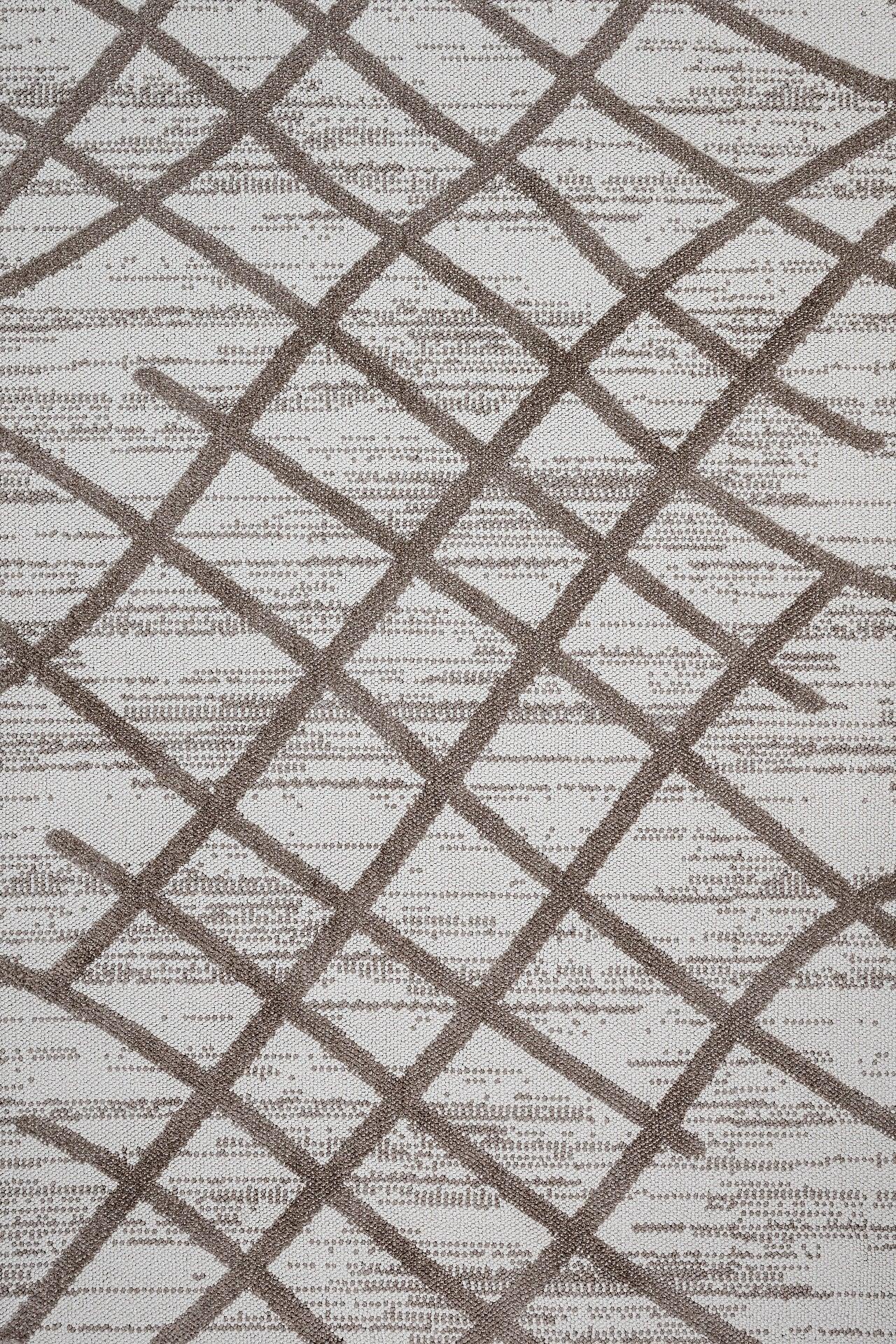Bej Baklava Geometrik Halı - Yıkanabilir - Kaymaz Taban - Pati Dostu