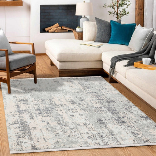 Gri Modern Modern Etnik Desenli Halı  | Makinada Yıkanabilir | Hav Toz Vermez | Leke Tutmayan | Kaymaz Taban | Dijital Makine Baskı | Salon Yolluk Mutfak Halısı