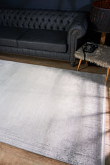 Olvira Gray White Abstract Pattern Modern Machine-Made Rug