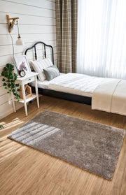 Zinora Gri Düz Desenli Modern Shaggy Makine Halısı