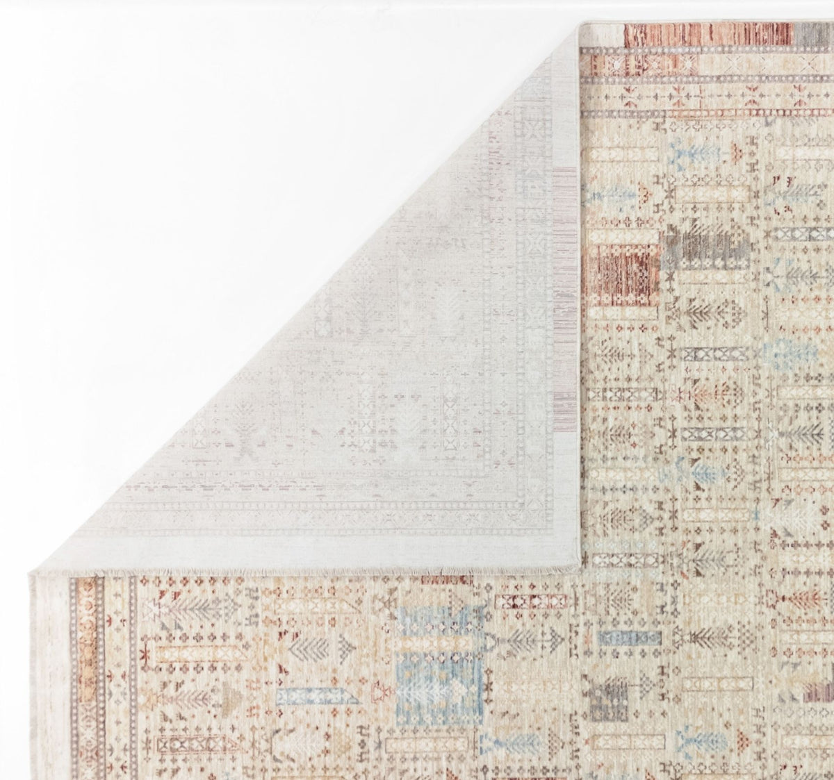 Lasli Bej Kahverengi Geometrik Desenli Modern Halı – detay görünümü