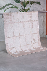 Alfombra Zelva beige, moderna, abstracta, con diseño en relieve